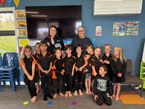 Author Jo Guy and Ellen from Mainfreight Palmerston North Funding Partner of Mangatainoka School