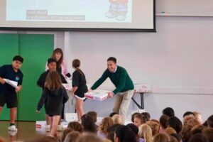 Dan Bidois, MP for Northcote at Beach Haven School